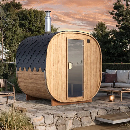 Cube Barrel Sauna 3-4 Person 2m | Customisable Barrel Sauna Wood-Fired or Electric