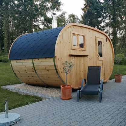 Oval 4-6 Person Outdoor Sauna with Changing Room | Customisable Garden Sauna