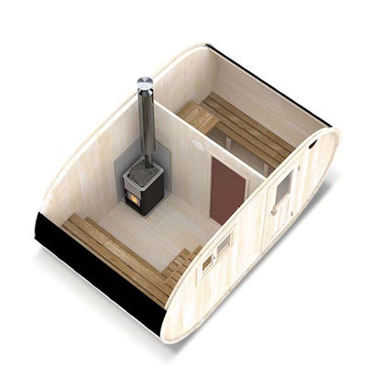 Oval 4-6 Person Outdoor Sauna with Changing Room | Customisable Garden Sauna
