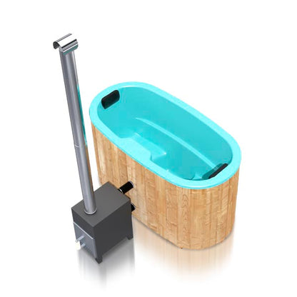 Oval 2 Person Wood-Fired Hot Tub for 2 Person Fibreglass Complete Set 1.85 m x 0.95 m