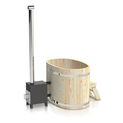Baltresto 2 Person Wooden Hot Tub with Exterior Heater | Wood Fired or Electric Heater