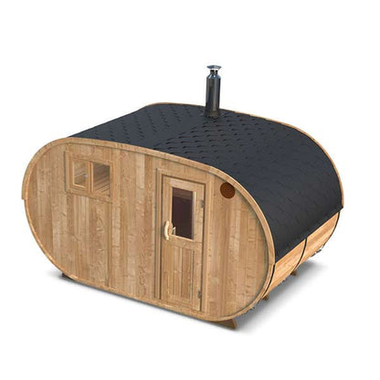 Oval 4-6 Person Outdoor Sauna with Changing Room | Customisable Garden Sauna