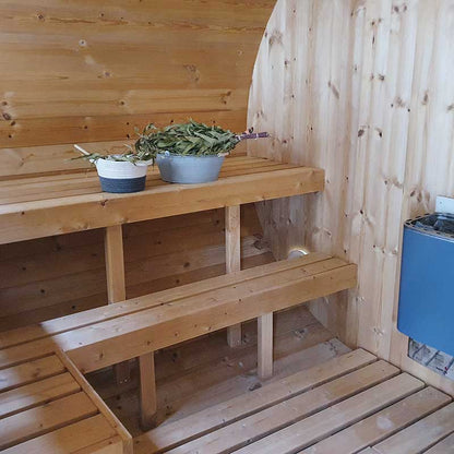 Oval 4-6 Person Outdoor Sauna with Changing Room | Customisable Garden Sauna