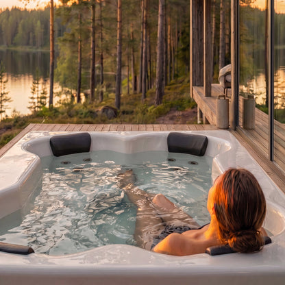 Compact Quattro S Wood-Fired Hot Tub 3-4 Person | Customisable Compact Fibreglass Square Spa