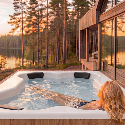 Compact Quattro S Wood-Fired Hot Tub 3-4 Person | Customisable Compact Fibreglass Square Spa
